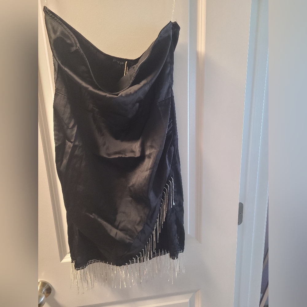 NWT Nasty Gal Diamante Trim Satin Mini Dress
